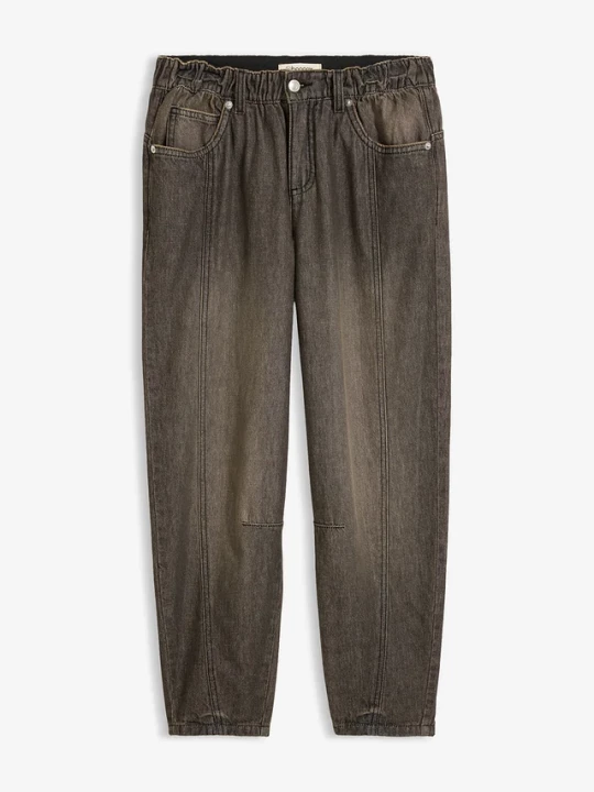 Obrázek produktu Jeansy typu barrel, mid waist, z wygodnym pasem BonPrix szary