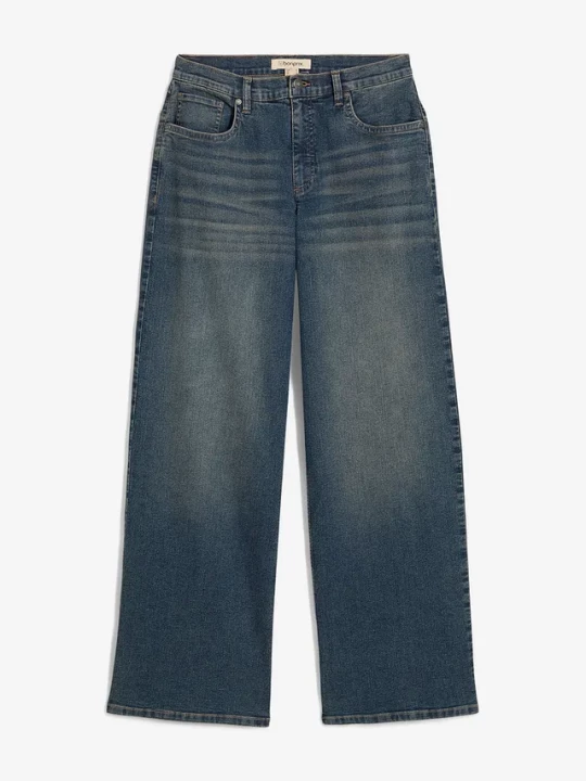 Obrázek produktu Jeansy wide leg, high waist BonPrix niebieski