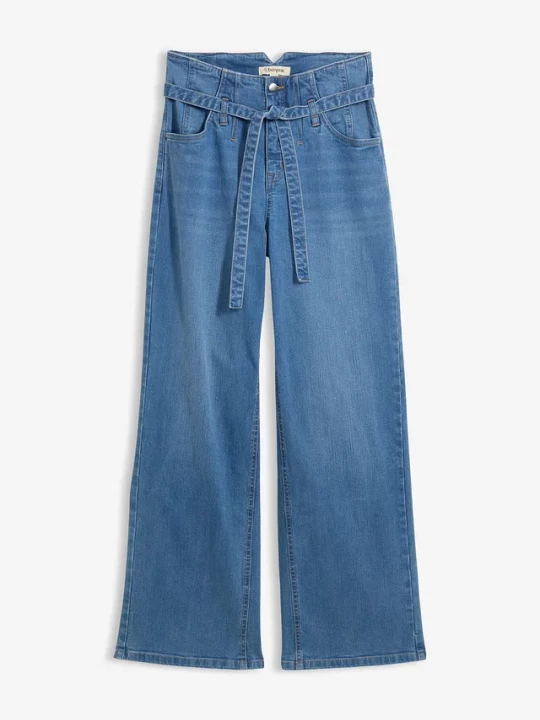 Obrázek produktu Jeansy wide leg, high waist, z bawełny organicznej BonPrix niebieski