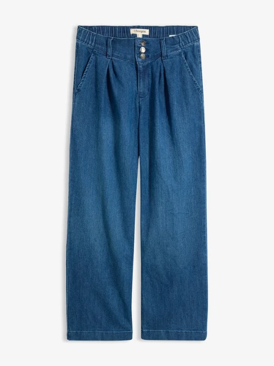 Obrázek produktu Jeansy wide leg, high waist z wygodną talią BonPrix niebieski