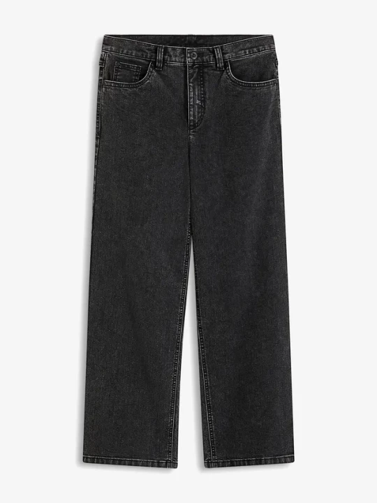 Obrázek produktu Jeansy wide leg, średni stan BonPrix czarny