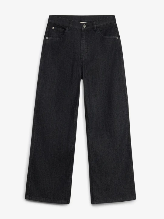 Obrázek produktu Jeansy wide leg, średni stan BonPrix czarny