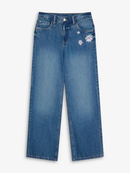 Obrázek produktu Jeansy wide leg, średni stan BonPrix niebieski