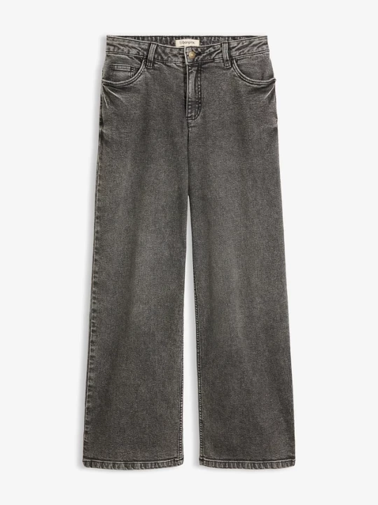 Obrázek produktu Jeansy wide leg, średni stan BonPrix szary