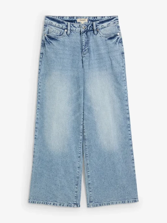 Obrázek produktu Jeansy wide leg, średni stan, z niewielką domieszką stretchu BonPrix niebieski
