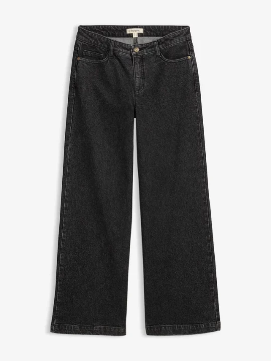 Obrázek produktu Jeansy wide leg, średni stan, pełna długość BonPrix szary