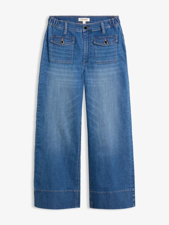 Obrázek produktu Jeansy wide leg, wysoki stan BonPrix niebieski