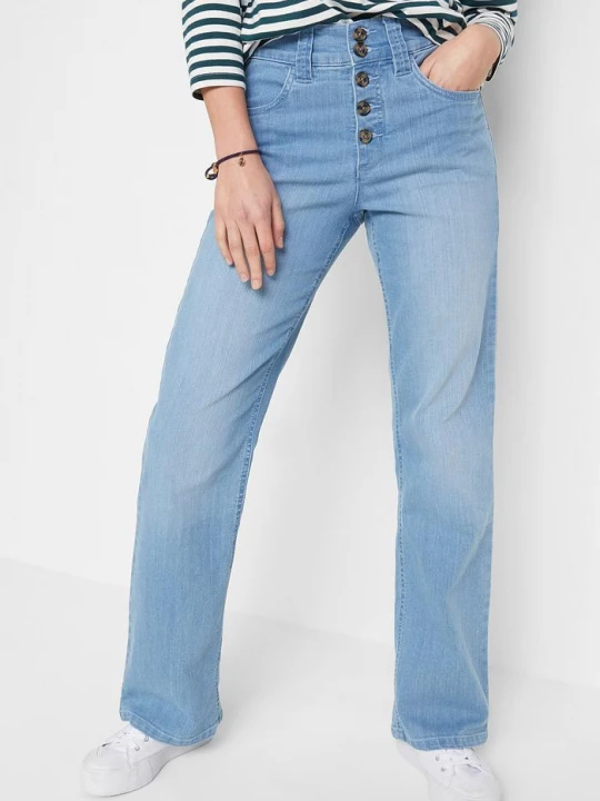 Obrázek produktu Jeansy ze stretchem, high waist, straight BonPrix niebieski