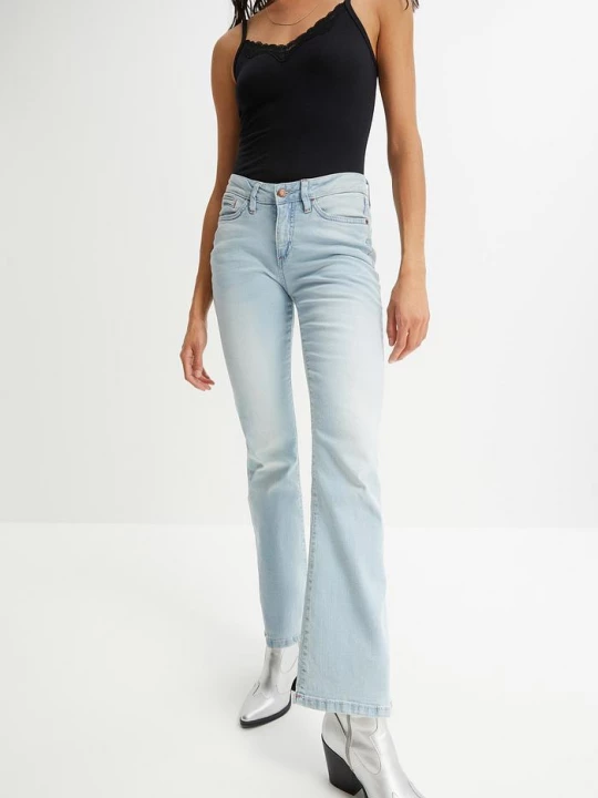 Obrázek produktu Jeansy ze stretchem o kroju bootcut, mid waist BonPrix niebieski