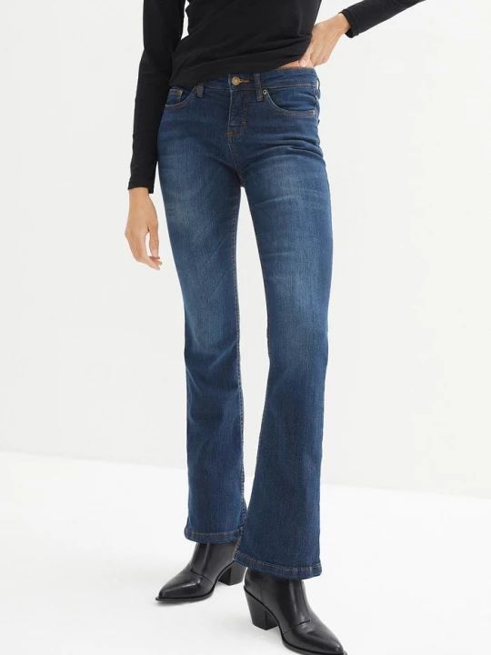 Obrázek produktu Jeansy ze stretchem o kroju bootcut, mid waist BonPrix niebieski