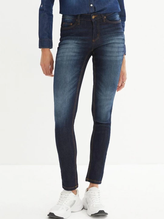 Obrázek produktu Jeansy ze stretchem skinny, mid waist BonPrix niebieski