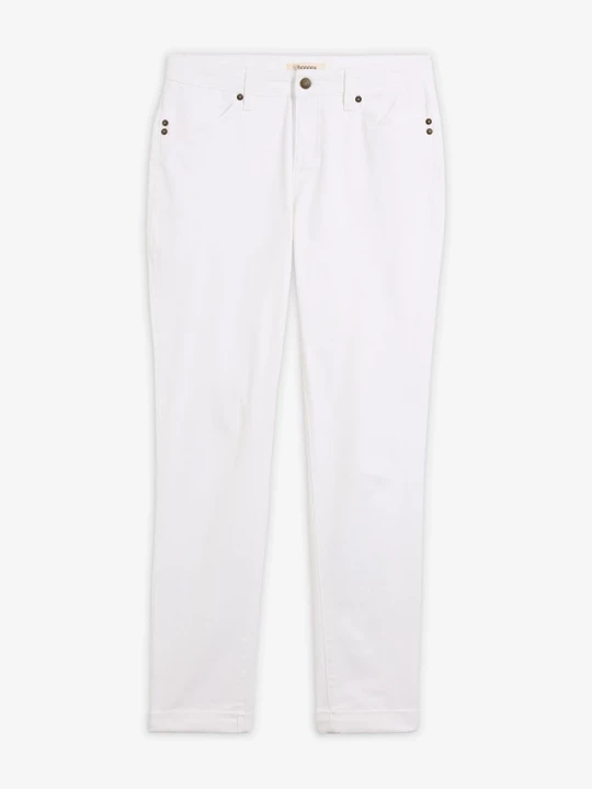 Obrázek produktu Jeansy ze stretchem straight, mid waist BonPrix biały