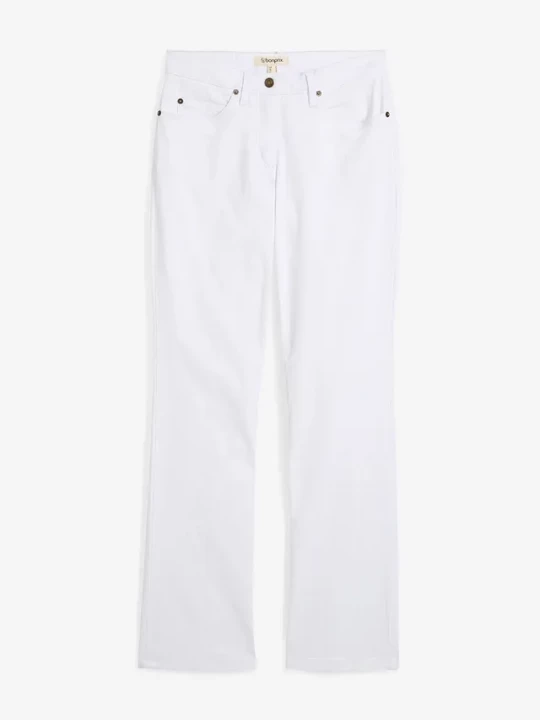 Obrázek produktu Jeansy ze stretchem straight, mid waist BonPrix biały