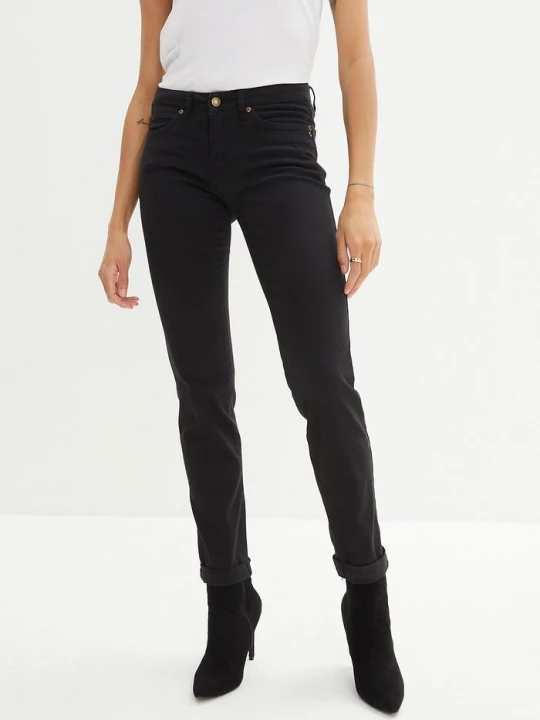 Obrázek produktu Jeansy ze stretchem straight, mid waist BonPrix czarny