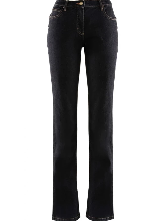 Obrázek produktu Jeansy ze stretchem straight, mid waist BonPrix czarny