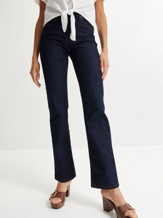 Obrázek produktu Jeansy ze stretchem, straight, mid waist BonPrix niebieski