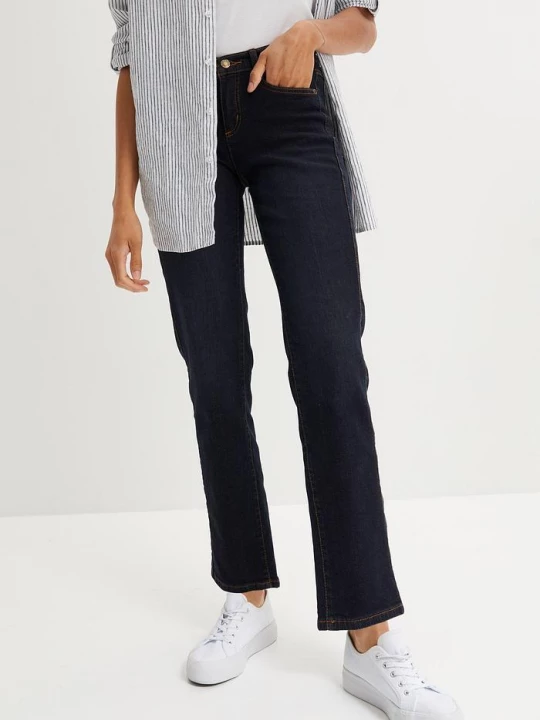 Obrázek produktu Jeansy ze stretchem, straight, mid waist BonPrix niebieski