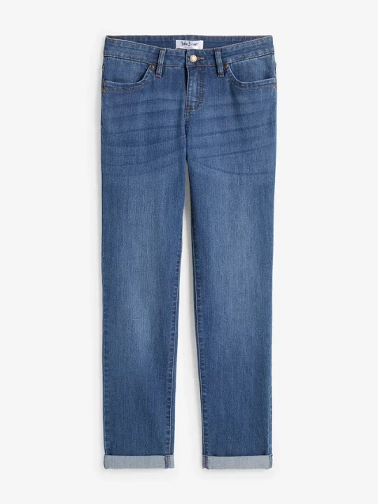 Obrázek produktu Jeansy ze stretchem straight, mid waist BonPrix niebieski