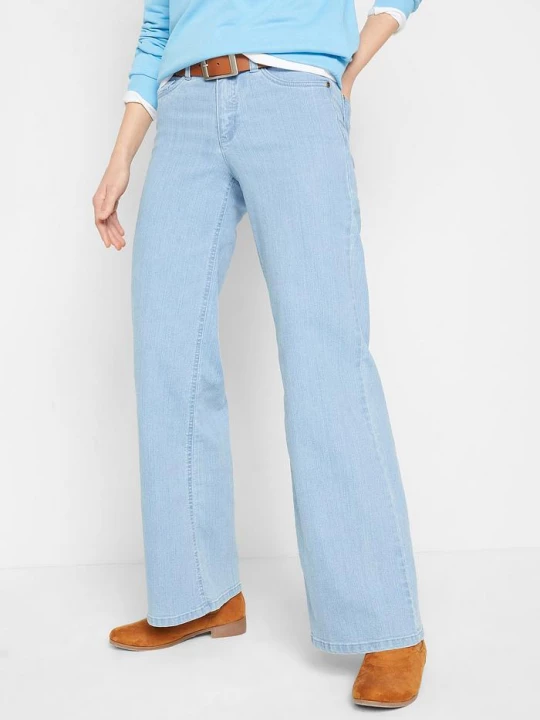 Obrázek produktu Jeansy ze stretchem wide leg, mid waist BonPrix niebieski
