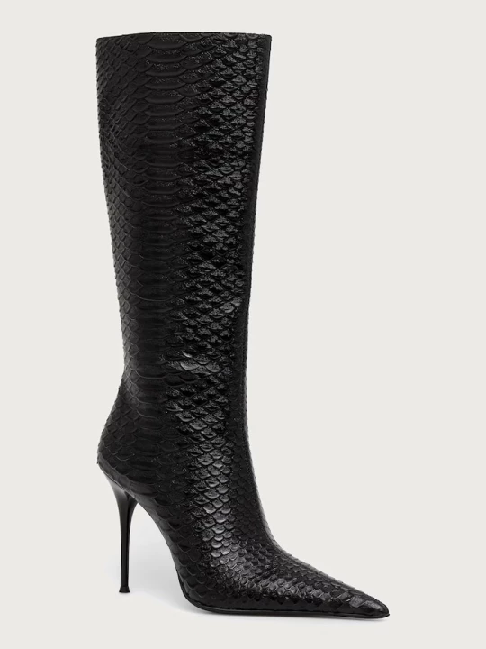 Obrázek produktu Jeffrey Campbell kozačky nad kolena na jehlovém podpatku dámské kožené PROPOSAL černá