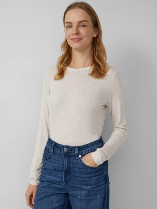Obrázek produktu Jemné triko s dlouhým rukávem a střihem Slim Fit, ze strečové viskózy s.Oliver béžová