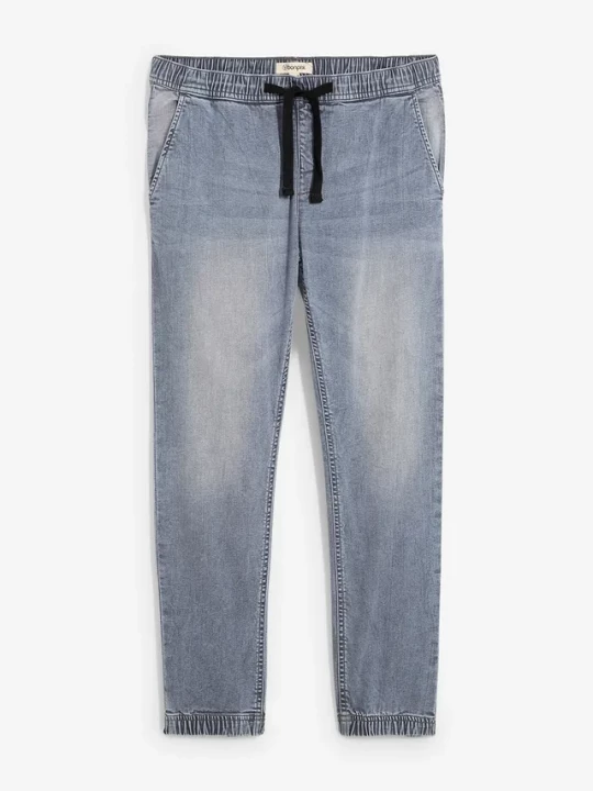 Obrázek produktu Joggery jeansowe o kroju regular fit z gumką w talii, tapered BonPrix szary
