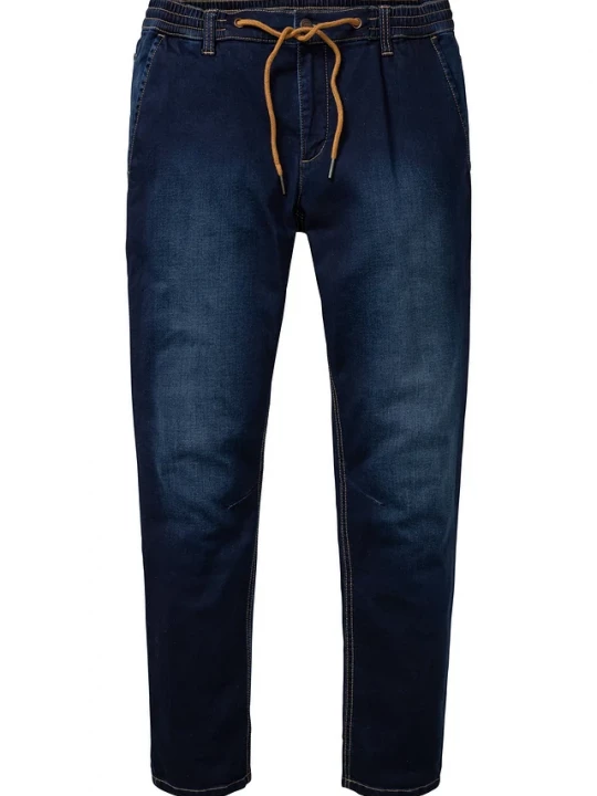 Obrázek produktu Joggery jeansowe regular fit z elastyczną gumką w talii i zwężanymi nogawkami BonPrix niebieski