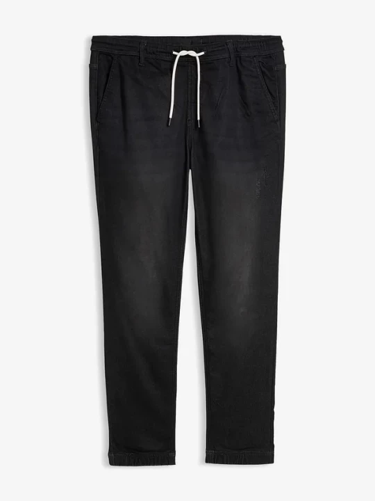 Obrázek produktu Joggery jeansowe z gumką w talii, regular fit, straight BonPrix czarny