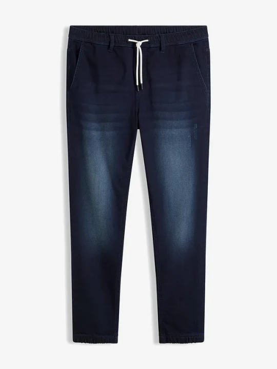 Obrázek produktu Joggery jeansowe z gumką w talii, regular fit, straight BonPrix niebieski
