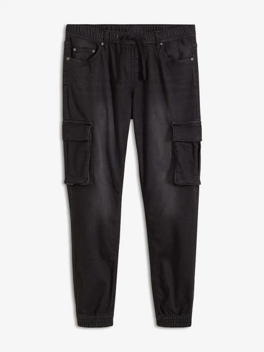 Obrázek produktu Cargo džínové joggery Slim Fit, Straight, s pružným pasem BonPrix