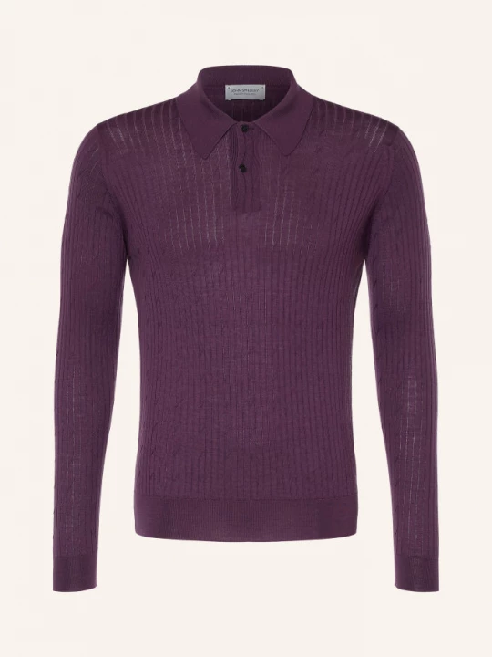 Obrázek produktu John Smedley Pletená Polokošile Hodson Z Merino Vlny tmavě fialová