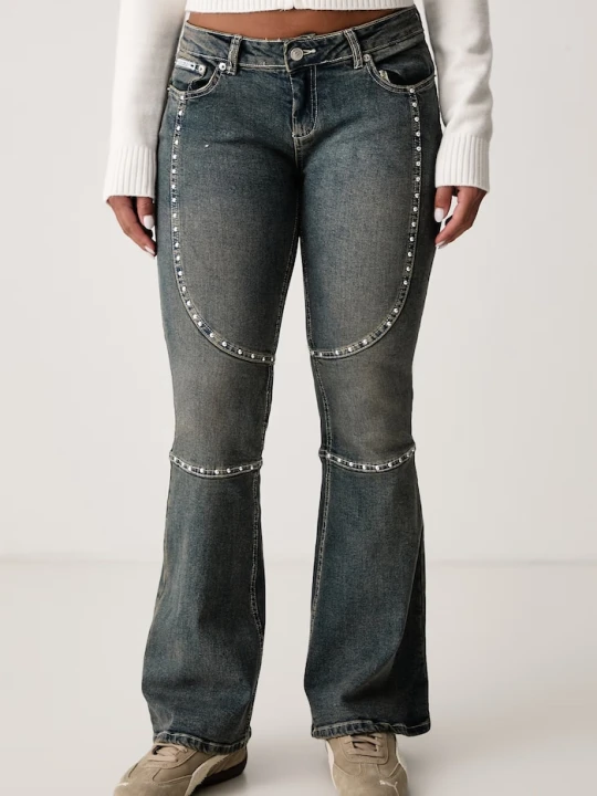 Obrázek produktu Juicy Couture flare džíny dámské STUD JUICY MOTO FLARE JEAN modrá