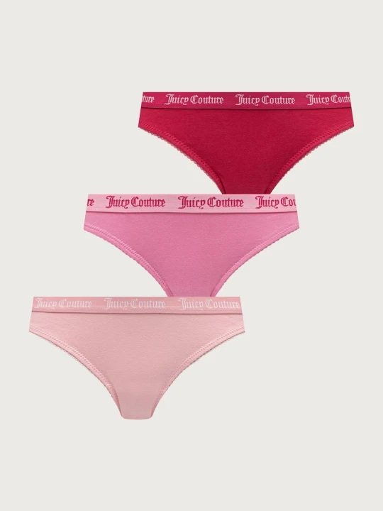 Obrázek produktu Juicy Couture kalhotky dámské bavlněné s elastanem DIDDY FEMME COTTON SCALLOPED BRIEF 3-pack růžová