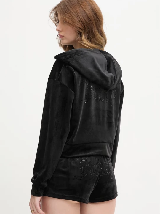 Obrázek produktu Juicy Couture mikina s kapucí dámská velurová ICCLE HOODIE černá
