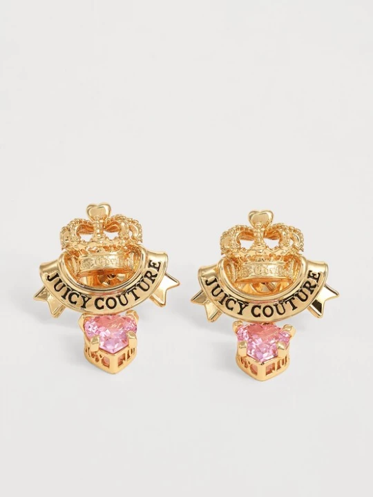 Obrázek produktu Juicy Couture Náušnice 'Crown & Crystal Heart' zlatá / pink
