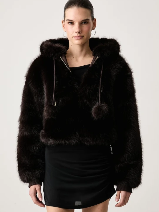 Obrázek produktu Juicy Couture přechodová bunda dámská HADI FUR HOODED hnědá