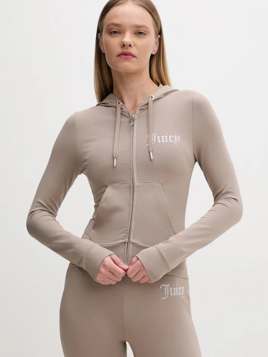 Obrázek produktu Juicy Couture rozepínací mikina dámská s bavlnou OOLA HOODIE hnědá