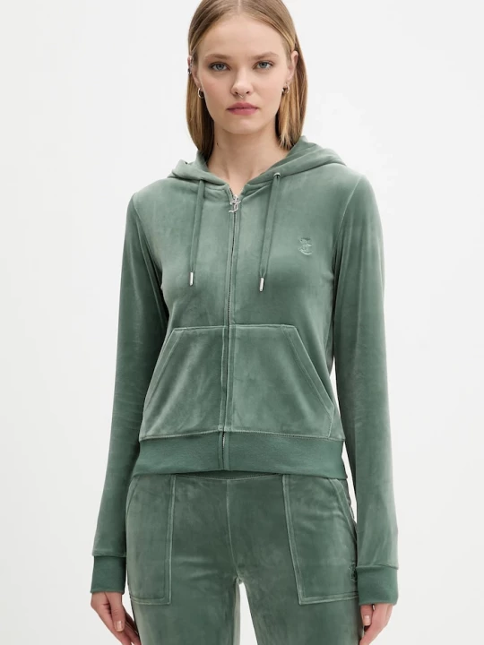 Obrázek produktu Juicy Couture rozepínací mikina kapucí dámská bavlněná ROBERTSON CLASS zelená