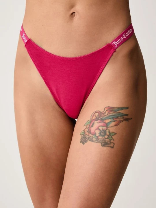 Obrázek produktu Juicy Couture tanga dámské bavlněné s elastanem DEMI FEMME COTTON SCALLOPED THONG červená