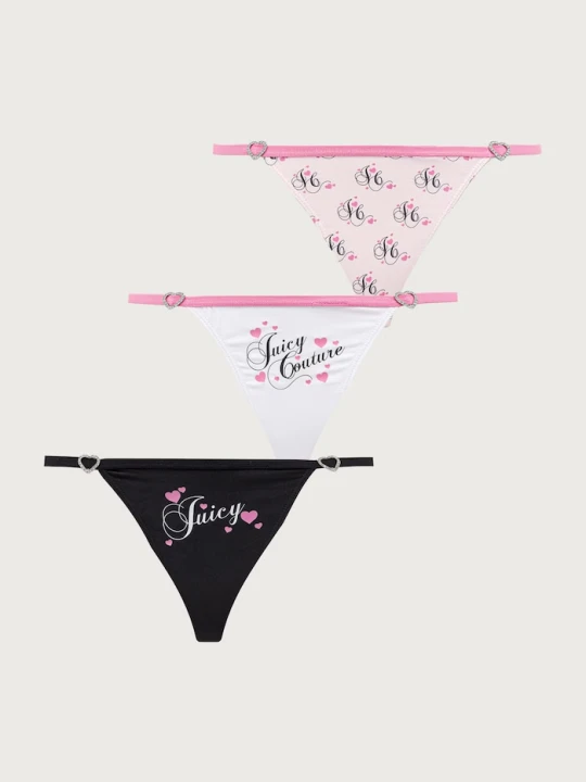 Obrázek produktu Juicy Couture tanga dámské HEART JUICY T-BAR THONG 3-pack černá