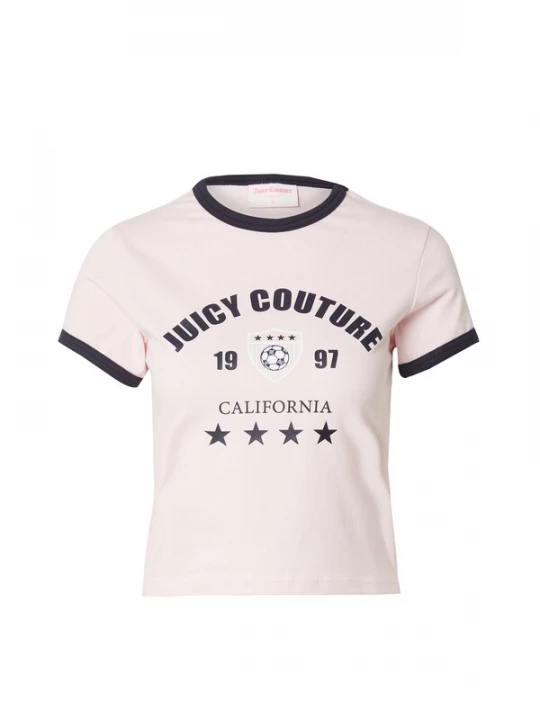 Obrázek produktu Juicy Couture Tričko 'The Arched Football Ringer' pastelově růžová / černá / bílá