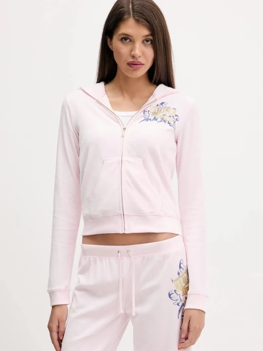Obrázek produktu Juicy Couture Velurová mikina Juicy Couture Wrap You Up růžová