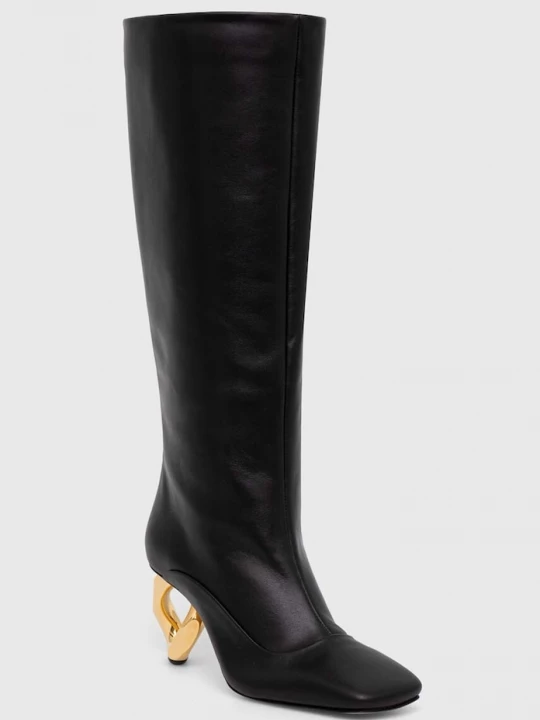 Obrázek produktu JW Anderson Kožené kozačky JW Anderson Chain Heel černá