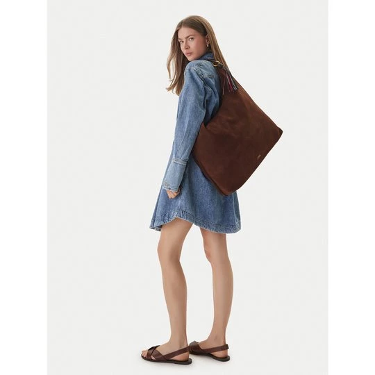 Obrázek produktu Kabelka Tommy Hilfiger Th Statement Leather Hobo Suede AW0AW18403 Hnědá