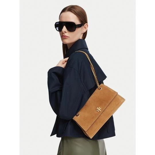 Obrázek produktu Kabelka Tory Burch Kira Turnlock Suede Shoulder Bag 178857 Hnědá