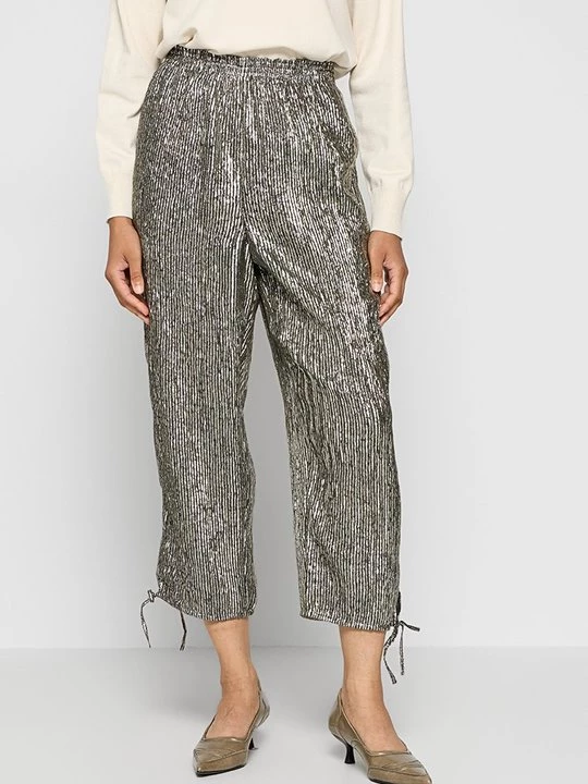 Obrázek produktu Kalhoty Tory Burch stříbrná barva