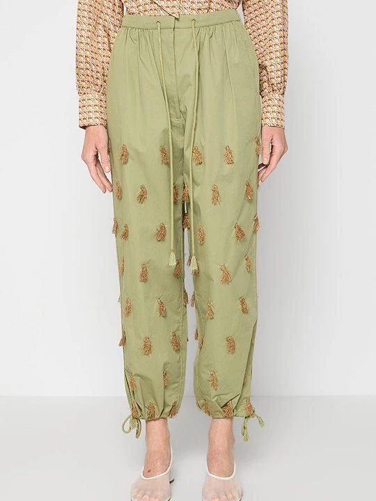 Obrázek produktu Kalhoty Tory Burch světle zelená