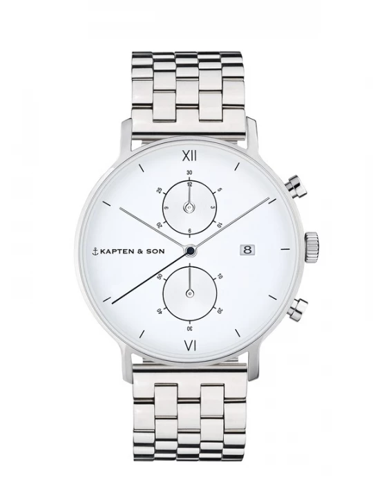 Obrázek produktu Kapten & Son Analogové hodinky 'Chrono Silver Steel' stříbrná