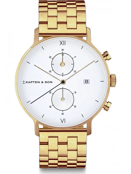 Obrázek produktu Kapten & Son Analogové hodinky 'Chrono Small Gold Steel' zlatá