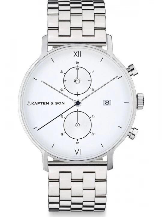 Obrázek produktu Kapten & Son Analogové hodinky 'Chrono Small Silver Steel' stříbrná